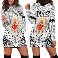 Polynesian Father's Day Gift For Dad Hoodie Dress Super Father In The World - Black Polynesian Pattern - Wonder Print Shop