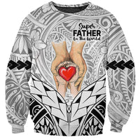 Polynesian Father's Day Gift For Dad Sweatshirt Super Father In The World - Black Polynesian Pattern - Wonder Print Shop