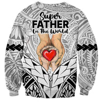 Polynesian Father's Day Gift For Dad Sweatshirt Super Father In The World - Black Polynesian Pattern - Wonder Print Shop