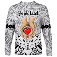 Personalised Polynesian Father's Day Gift For Dad Long Sleeve Shirt Super Father In The World - Black Polynesian Pattern - Wonder Print Shop