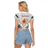 Personalised Polynesian Father's Day Gift For Dad Raglan Cropped T Shirt Super Father In The World - Black Polynesian Pattern - Wonder Print Shop