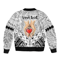 Personalised Polynesian Father's Day Gift For Dad Sleeve Zip Bomber Jacket Super Father In The World - Black Polynesian Pattern - Wonder Print Shop