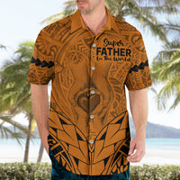 Polynesian Father's Day Gift For Dad Hawaiian Shirt Super Father In The World - Gold Polynesian Pattern - Wonder Print Shop