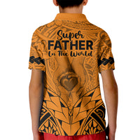 Polynesian Fathers Day Gift For Dad Polo Shirt for Kid Super Father In The World Gold Polynesian Pattern - Wonder Print Shop