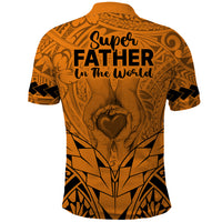 Polynesian Fathers Day Gift For Dad Polo Shirt Super Father In The World Gold Polynesian Pattern - Wonder Print Shop