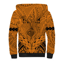 Polynesian Father's Day Gift For Dad Sherpa Hoodie Super Father In The World - Gold Polynesian Pattern - Wonder Print Shop