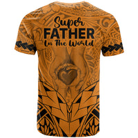 Polynesian Father's Day Gift For Dad T Shirt Super Father In The World - Gold Polynesian Pattern - Wonder Print Shop
