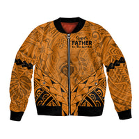 Personalised Polynesian Father's Day Gift For Dad Bomber Jacket Super Father In The World - Gold Polynesian Pattern LT9 - Wonder Print Shop