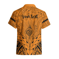Personalised Polynesian Father's Day Gift For Dad Hawaiian Shirt Super Father In The World - Gold Polynesian Pattern - Wonder Print Shop