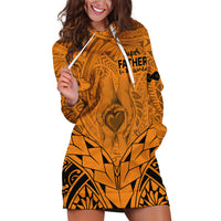 Personalised Polynesian Father's Day Gift For Dad Hoodie Dress Super Father In The World - Gold Polynesian Pattern - Wonder Print Shop