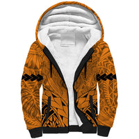 Personalised Polynesian Father's Day Gift For Dad Sherpa Hoodie Super Father In The World - Gold Polynesian Pattern - Wonder Print Shop