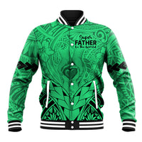 Polynesian Father's Day Gift For Dad Baseball Jacket Super Father In The World - Green Polynesian Pattern LT9 - Wonder Print Shop
