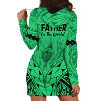 Polynesian Father's Day Gift For Dad Hoodie Dress Super Father In The World - Green Polynesian Pattern - Wonder Print Shop