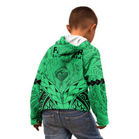 Polynesian Father's Day Gift For Dad Kid Hoodie Super Father In The World - Green Polynesian Pattern - Wonder Print Shop
