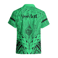 Personalised Polynesian Father's Day Gift For Dad Hawaiian Shirt Super Father In The World - Green Polynesian Pattern - Wonder Print Shop