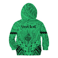 Personalised Polynesian Father's Day Gift For Dad Kid Hoodie Super Father In The World - Green Polynesian Pattern - Wonder Print Shop