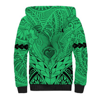 Personalised Polynesian Father's Day Gift For Dad Sherpa Hoodie Super Father In The World - Green Polynesian Pattern - Wonder Print Shop