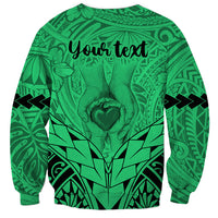 Personalised Polynesian Father's Day Gift For Dad Sweatshirt Super Father In The World - Green Polynesian Pattern - Wonder Print Shop