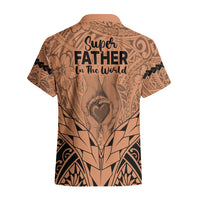 Polynesian Father's Day Gift For Dad Hawaiian Shirt Super Father In The World - Nude Polynesian Pattern - Wonder Print Shop