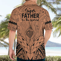 Polynesian Father's Day Gift For Dad Hawaiian Shirt Super Father In The World - Nude Polynesian Pattern - Wonder Print Shop