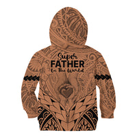 Polynesian Father's Day Gift For Dad Kid Hoodie Super Father In The World - Nude Polynesian Pattern - Wonder Print Shop