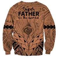 Polynesian Father's Day Gift For Dad Sweatshirt Super Father In The World - Nude Polynesian Pattern - Wonder Print Shop