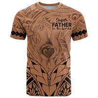 Polynesian Father's Day Gift For Dad T Shirt Super Father In The World - Nude Polynesian Pattern - Wonder Print Shop