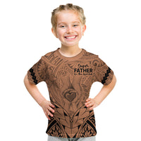 Personalised Polynesian Father's Day Gift For Dad Kid T Shirt Super Father In The World - Nude Polynesian Pattern - Wonder Print Shop