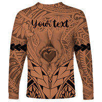 Personalised Polynesian Father's Day Gift For Dad Long Sleeve Shirt Super Father In The World - Nude Polynesian Pattern - Wonder Print Shop
