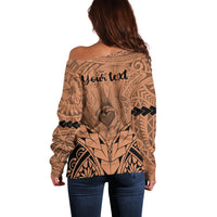 Personalised Polynesian Father's Day Gift For Dad Off Shoulder Sweater Super Father In The World - Nude Polynesian Pattern - Wonder Print Shop