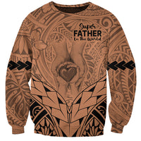 Personalised Polynesian Father's Day Gift For Dad Sweatshirt Super Father In The World - Nude Polynesian Pattern - Wonder Print Shop
