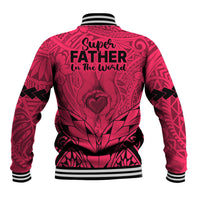Polynesian Father's Day Gift For Dad Baseball Jacket Super Father In The World - Pink Polynesian Pattern LT9 - Wonder Print Shop
