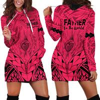 Polynesian Father's Day Gift For Dad Hoodie Dress Super Father In The World - Pink Polynesian Pattern - Wonder Print Shop