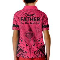Polynesian Fathers Day Gift For Dad Polo Shirt for Kid Super Father In The World Pink Polynesian Pattern - Wonder Print Shop