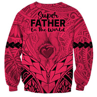 Polynesian Father's Day Gift For Dad Sweatshirt Super Father In The World - Pink Polynesian Pattern - Wonder Print Shop