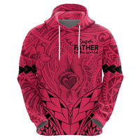 Personalised Polynesian Father's Day Gift For Dad Hoodie Super Father In The World - Pink Polynesian Pattern - Wonder Print Shop