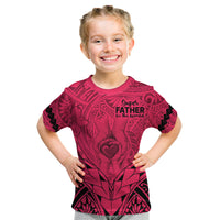 Personalised Polynesian Father's Day Gift For Dad Kid T Shirt Super Father In The World - Pink Polynesian Pattern - Wonder Print Shop