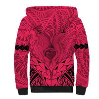Personalised Polynesian Father's Day Gift For Dad Sherpa Hoodie Super Father In The World - Pink Polynesian Pattern - Wonder Print Shop