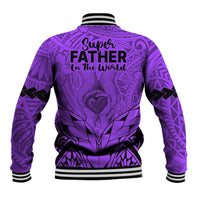 Polynesian Father's Day Gift For Dad Baseball Jacket Super Father In The World - Purple Polynesian Pattern LT9 - Wonder Print Shop