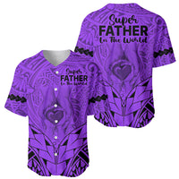 Polynesian Father's Day Gift For Dad Baseball Jersey Super Father In The World - Purple Polynesian Pattern LT9 - Wonder Print Shop