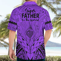 Polynesian Father's Day Gift For Dad Hawaiian Shirt Super Father In The World - Purple Polynesian Pattern - Wonder Print Shop