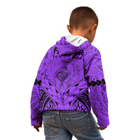 Polynesian Father's Day Gift For Dad Kid Hoodie Super Father In The World - Purple Polynesian Pattern - Wonder Print Shop