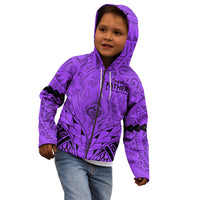 Polynesian Father's Day Gift For Dad Kid Hoodie Super Father In The World - Purple Polynesian Pattern - Wonder Print Shop