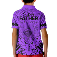 Polynesian Fathers Day Gift For Dad Polo Shirt for Kid Super Father In The World Purple Polynesian Pattern - Wonder Print Shop