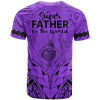 Polynesian Father's Day Gift For Dad T Shirt Super Father In The World - Purple Polynesian Pattern - Wonder Print Shop