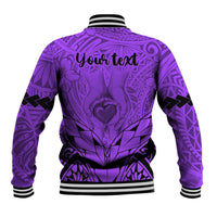 Personalised Polynesian Father's Day Gift For Dad Baseball Jacket Super Father In The World - Purple Polynesian Pattern LT9 - Wonder Print Shop