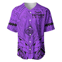 Personalised Polynesian Father's Day Gift For Dad Baseball Jersey Super Father In The World - Purple Polynesian Pattern LT9 - Wonder Print Shop