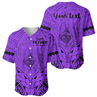 Personalised Polynesian Father's Day Gift For Dad Baseball Jersey Super Father In The World - Purple Polynesian Pattern LT9 - Wonder Print Shop