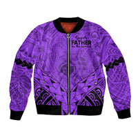 Personalised Polynesian Father's Day Gift For Dad Bomber Jacket Super Father In The World - Purple Polynesian Pattern LT9 - Wonder Print Shop