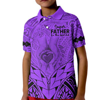 Custom Polynesian Fathers Day Gift For Dad Polo Shirt for Kid Super Father In The World Purple Polynesian Pattern - Wonder Print Shop